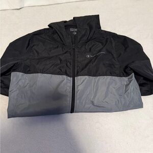 Boys Champion Black and Gray Windbreaker Jacket